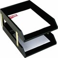 Dacasso Letter Trays, Gold Posts, Double, 15inx10-1/4inx8-1/2in, BK DACA1021